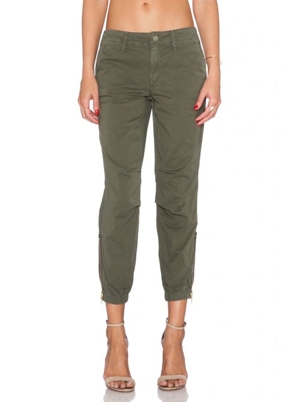 MOTHER Women's Military Green Cotton Blend Misfit Crop Pants Size 26 8525